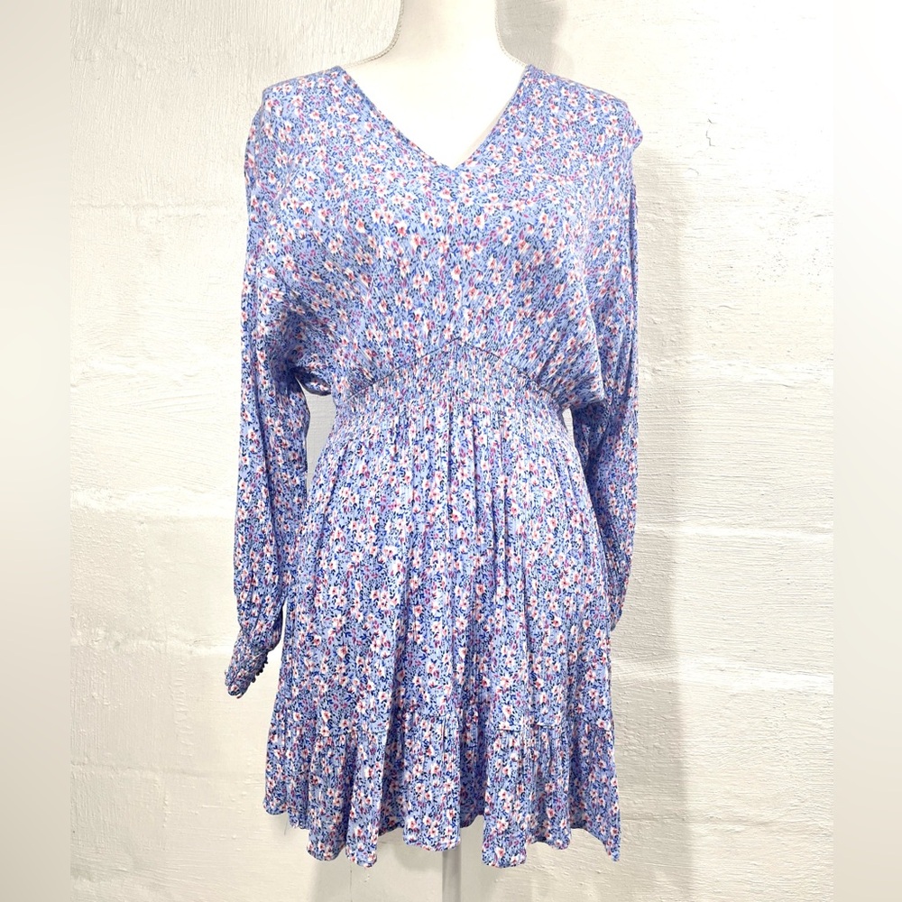 JAPNA FLORAL V NECK DRESS WITH TIE BACK
